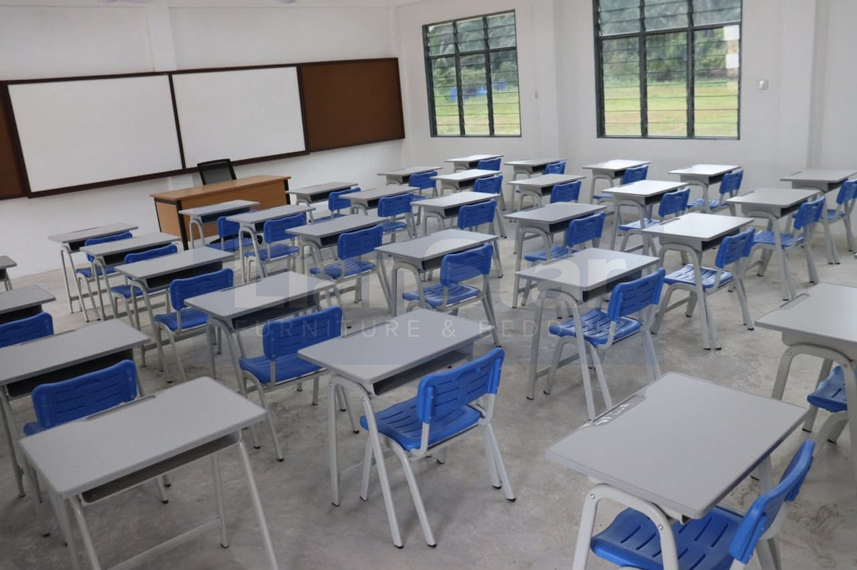 Classroom seating viewed towards the front teaching area.