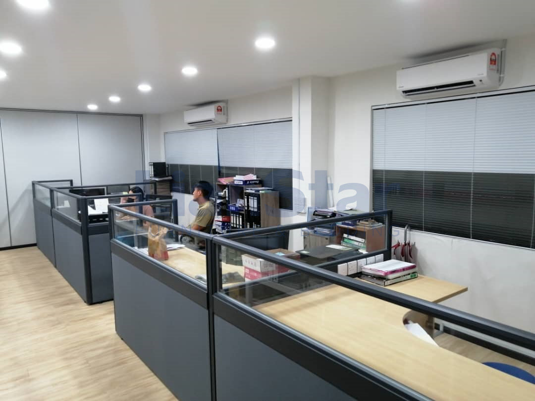 Office Workstations with L-Shape Tables at Public Height Development, Sarikei