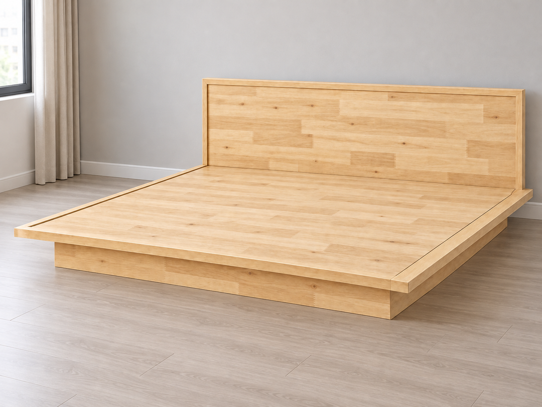 Natural Rubberwood Tatami King Bed — Lian Star collection