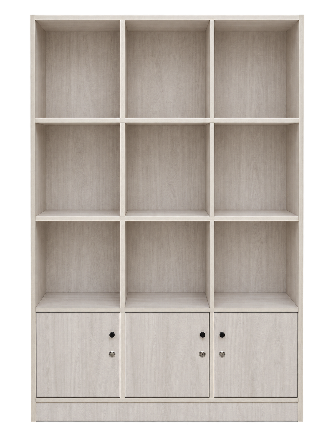 Ruang 9-Compartment Bookshelf with 3 Doors - Light Oak - front view