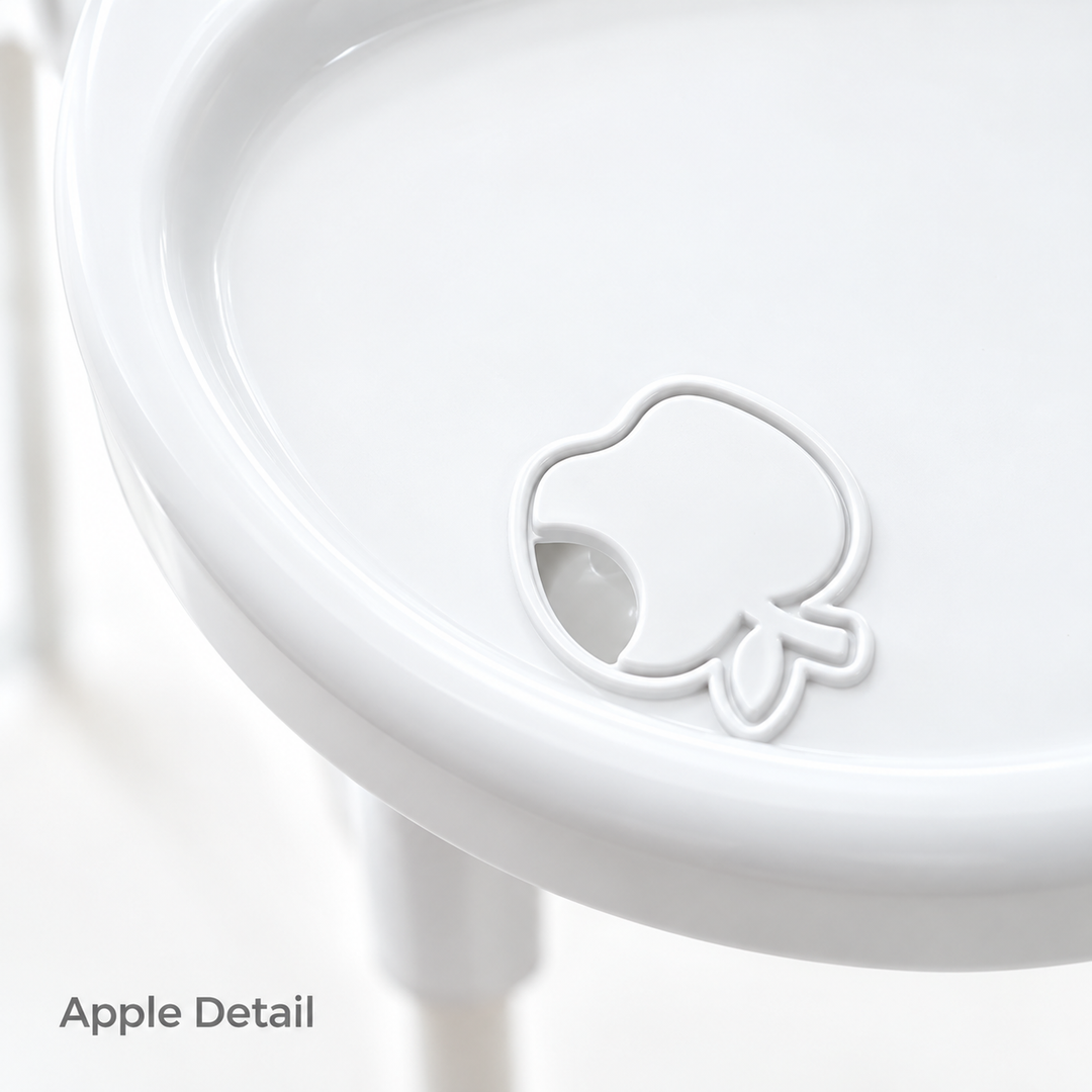 White Apple Baby Chair with Tray - apple detail