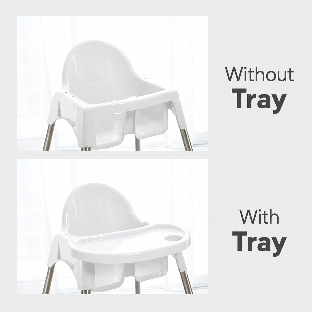 White Apple Baby Chair with Tray - removable tray