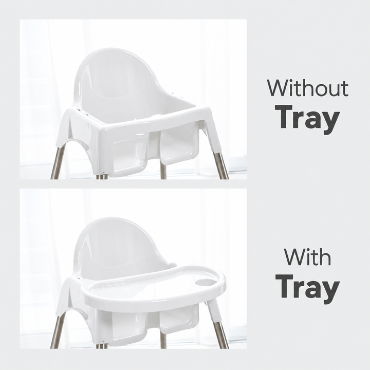 White Apple Baby Chair with Tray - removable tray