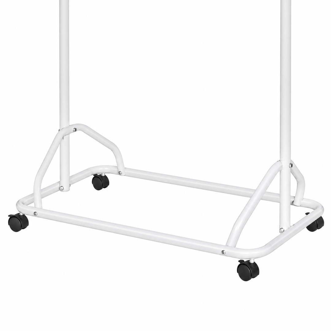 Castor wheels and white frame base.