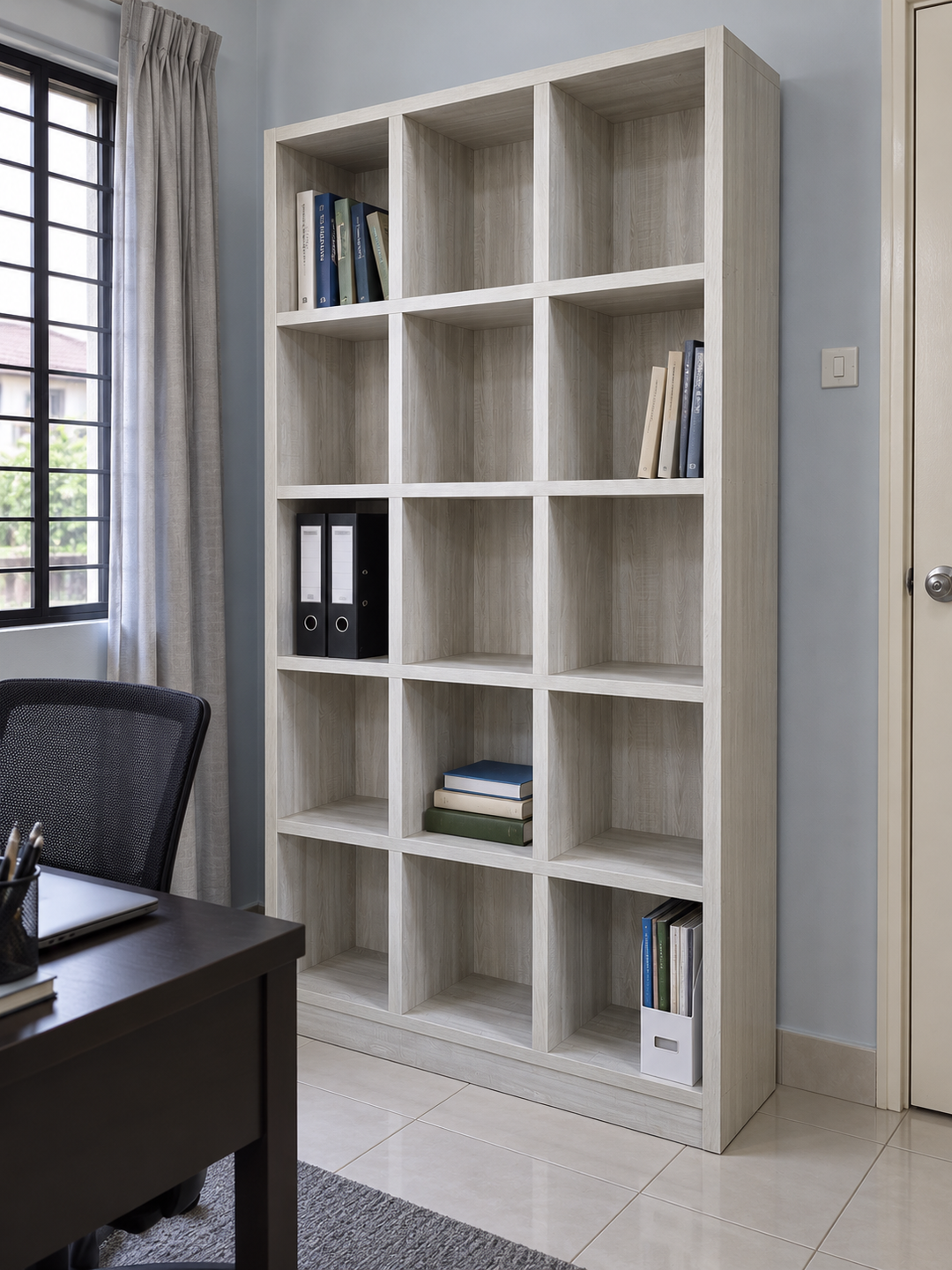 LAMAN 15-Compartment Bookshelf - White Wash - lifestyle
