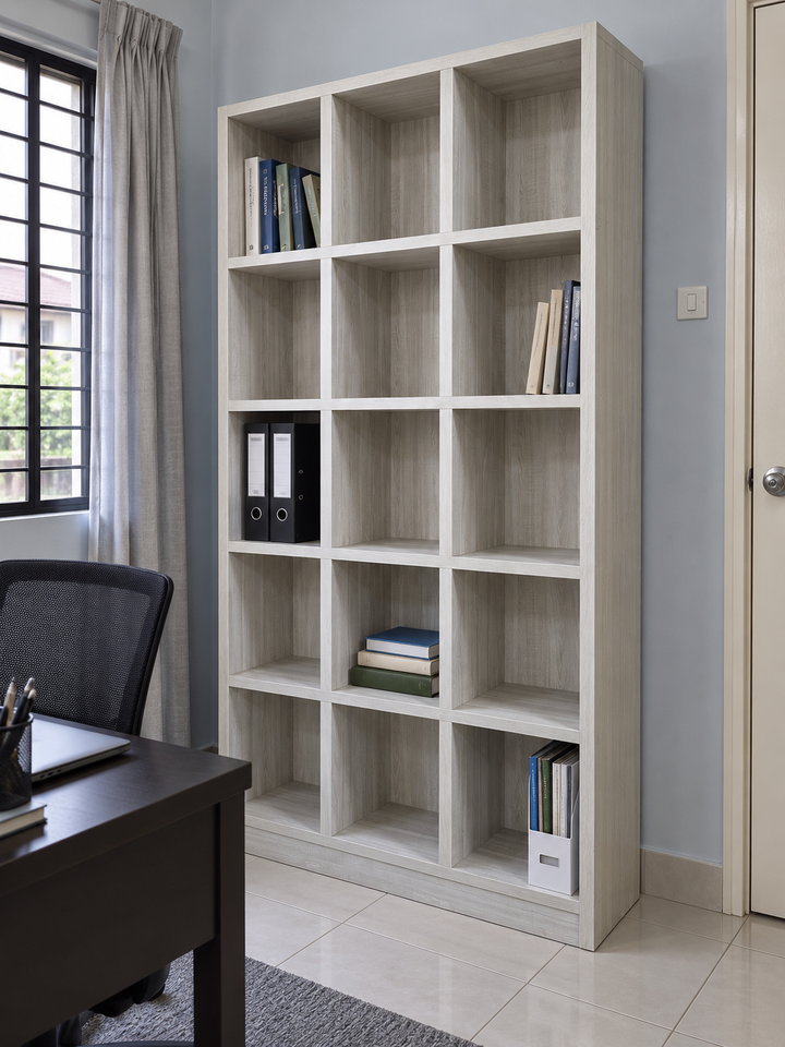 LAMAN 15-Compartment Bookshelf - White Wash - lifestyle