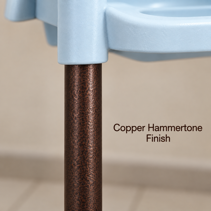 Light blue baby dining chair with copper hammertone legs - copper-finish