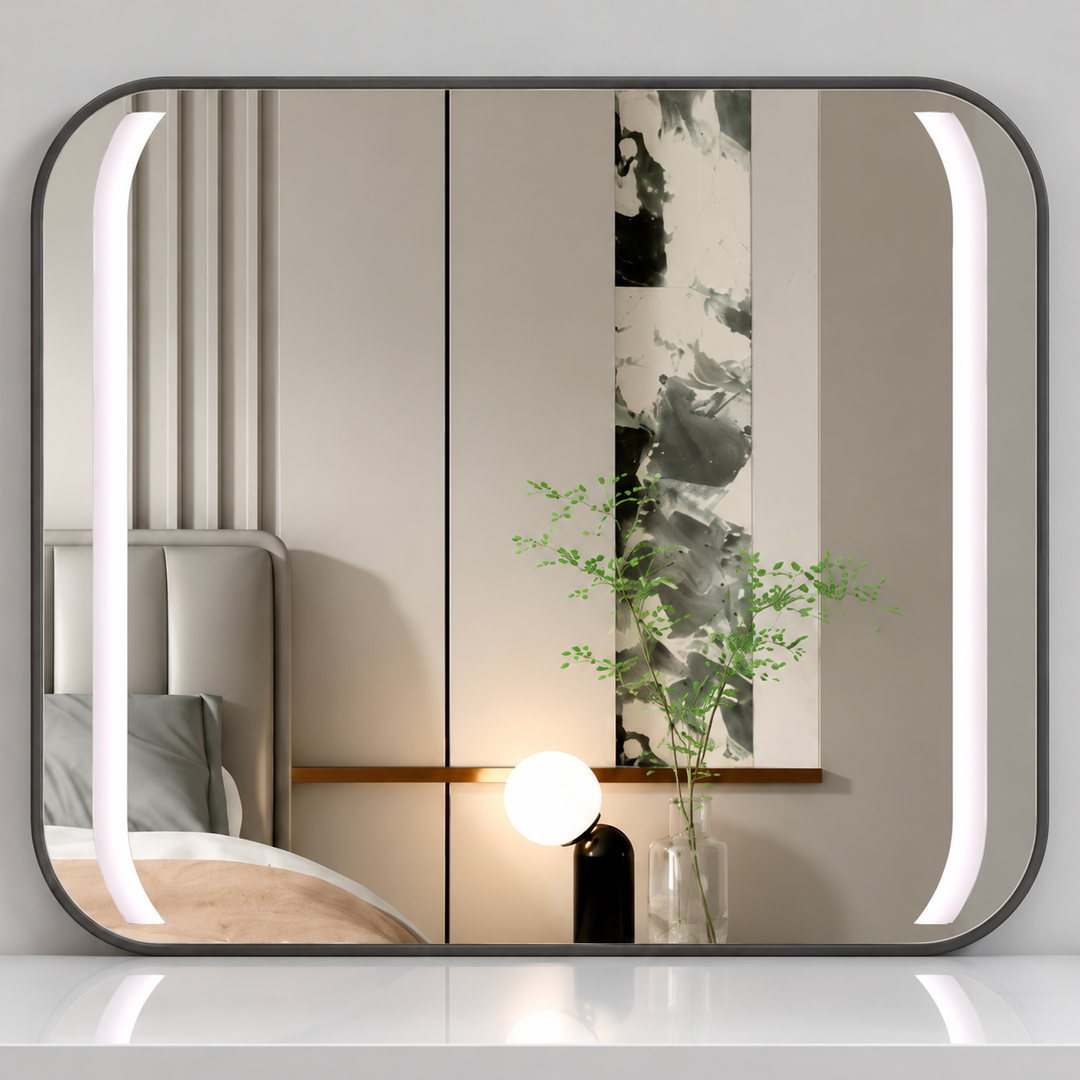 Luna dressing mirror with two side LED light strips