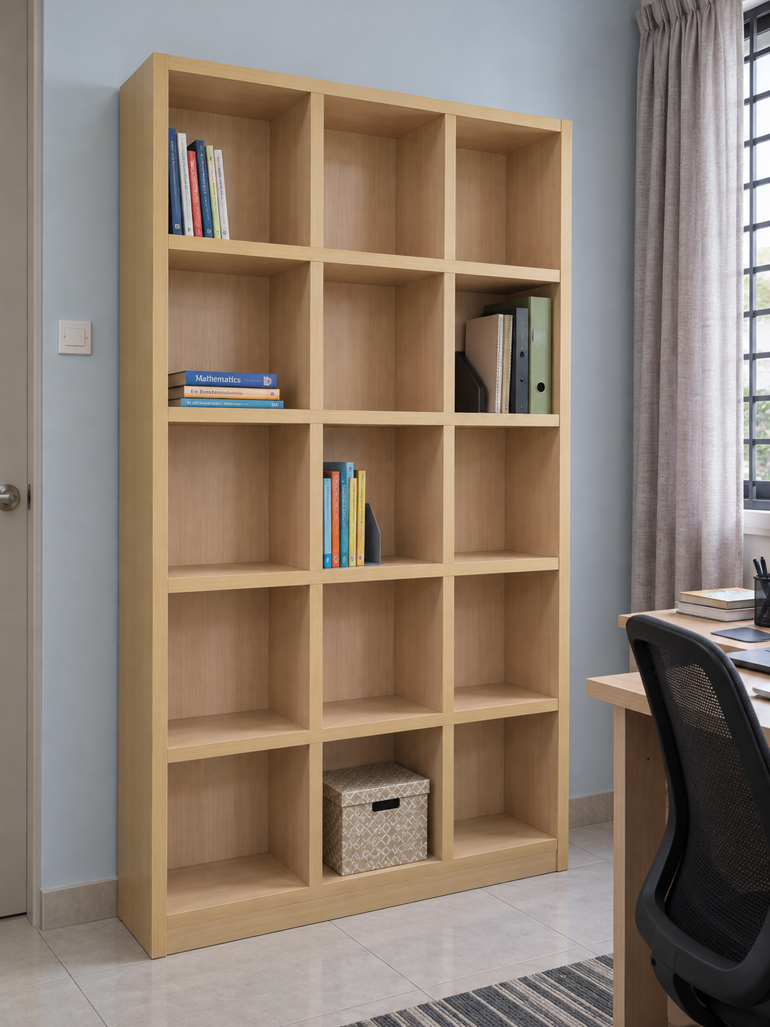 RIMBA 15-Compartment Bookshelf - Vanilla Oak - lifestyle