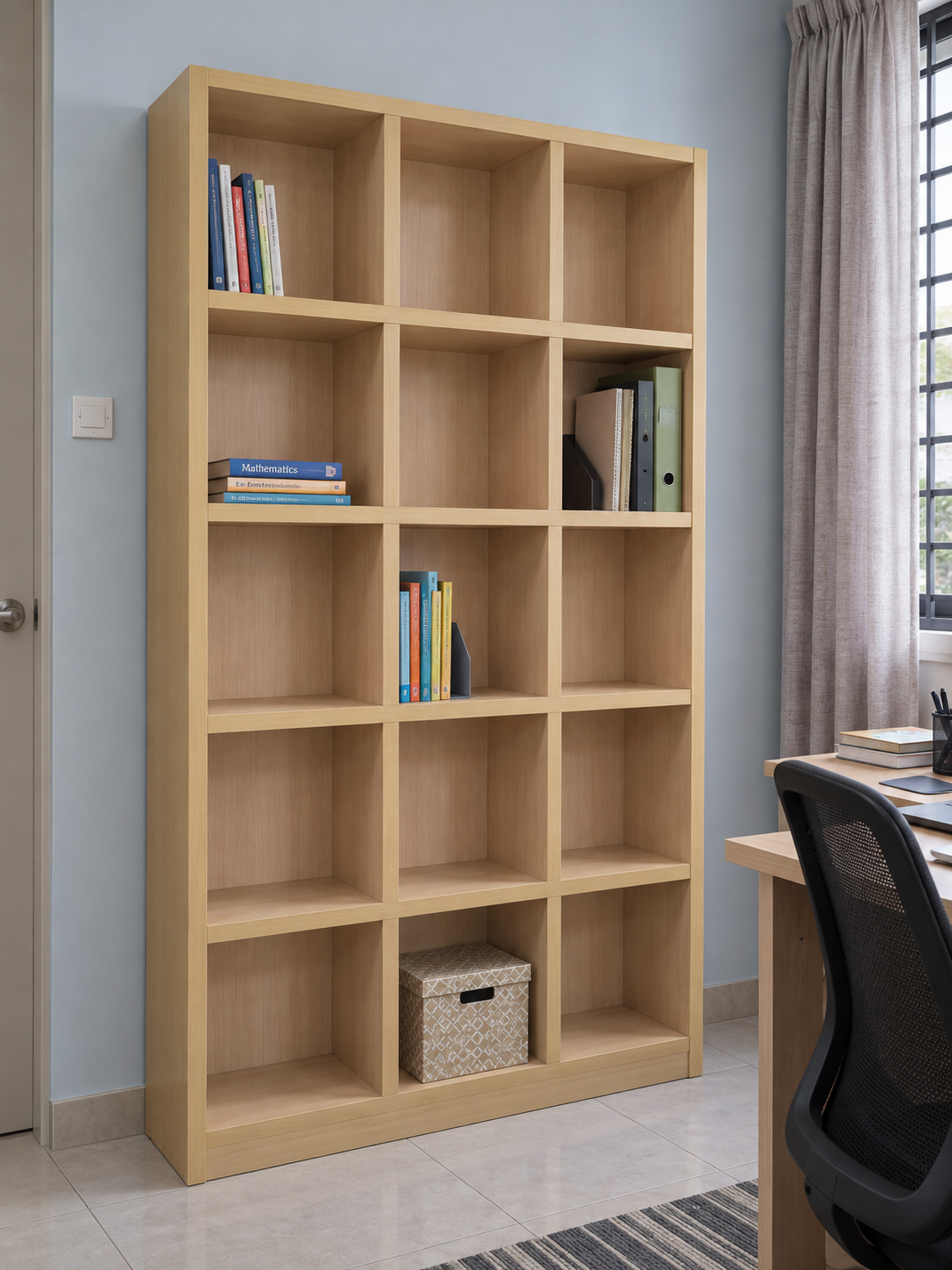 RIMBA 15-Compartment Bookshelf - Vanilla Oak - lifestyle