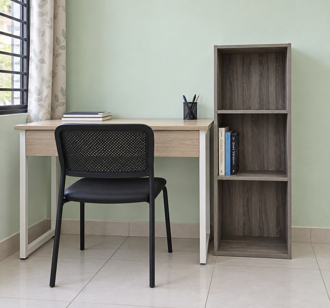 NURI 3-Compartment Bookshelf - Rainwood - lifestyle