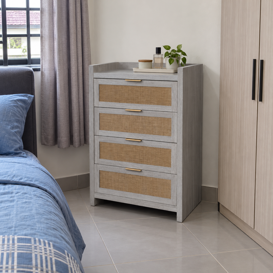 Arden Grey 4-Drawer Chest — Malaysian lifestyle