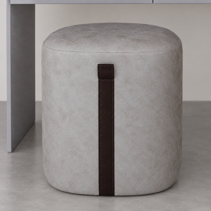 Included round grey dressing stool