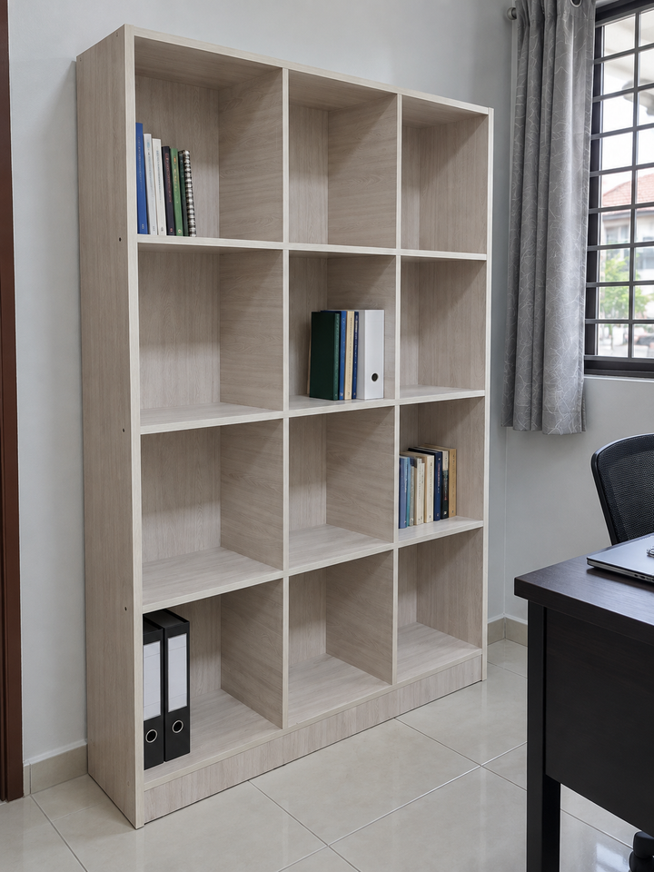 RUANG 12-Compartment Bookshelf - Light Oak - lifestyle