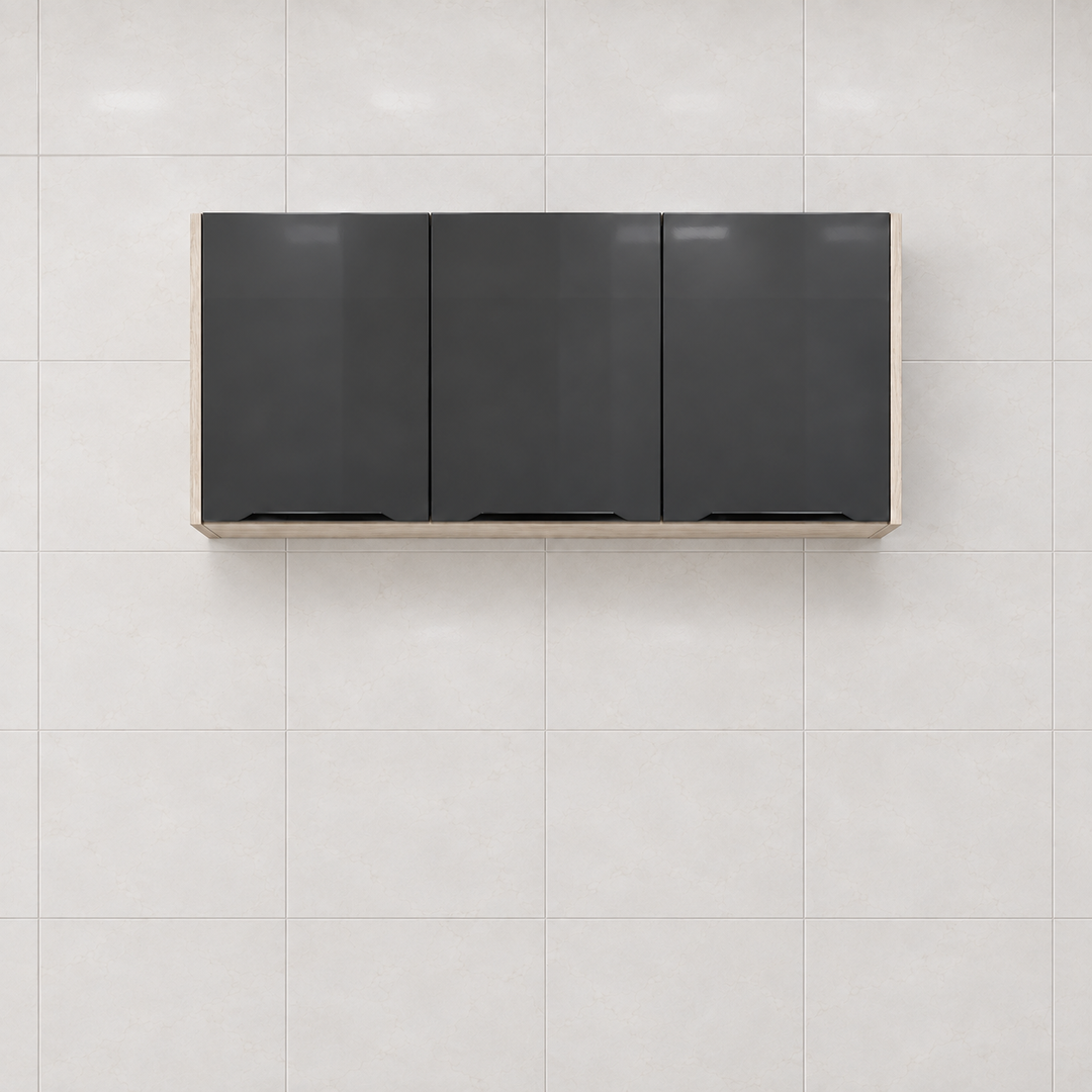 Gloss Kitchen Wall Cabinet – 120 cm, hero view, mounted high on wall, no floor