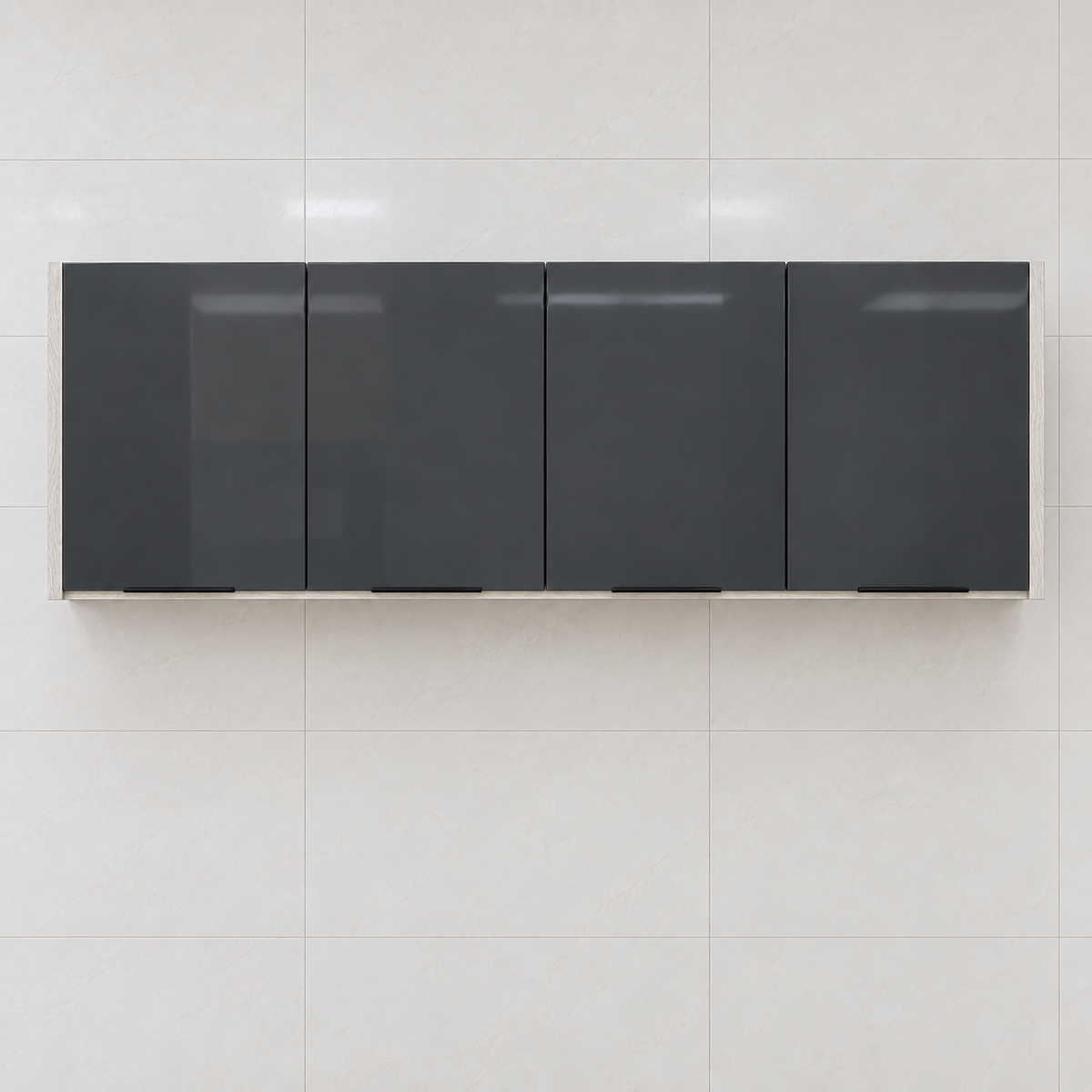 Gloss Kitchen Wall Cabinet – 160 cm, hero view, mounted high on wall, no floor