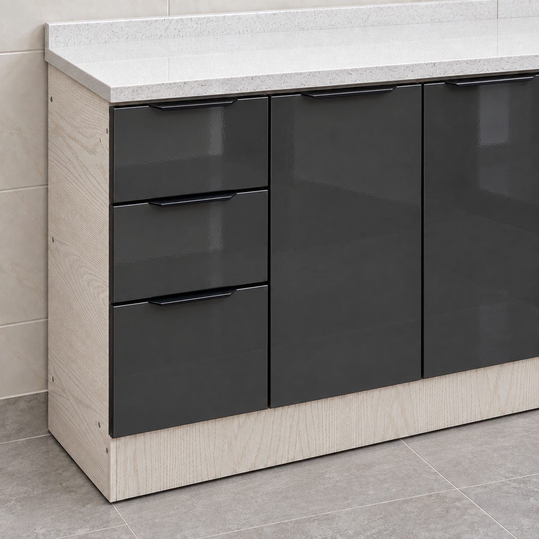 Gloss Kitchen Cabinet with Drawers – 120 cm, feature view