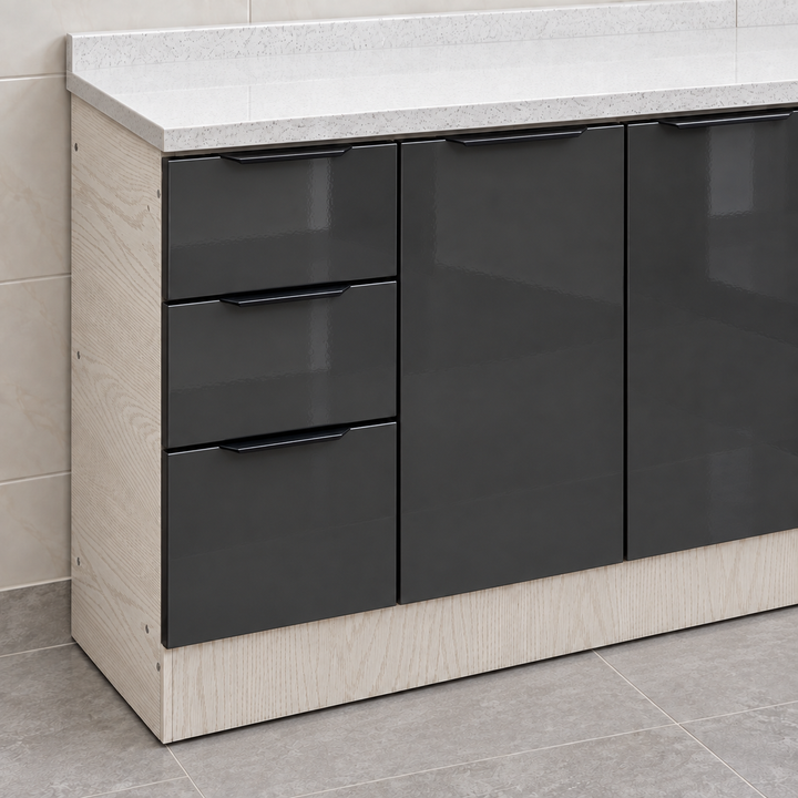 Gloss Kitchen Cabinet with Drawers – 120 cm, feature view
