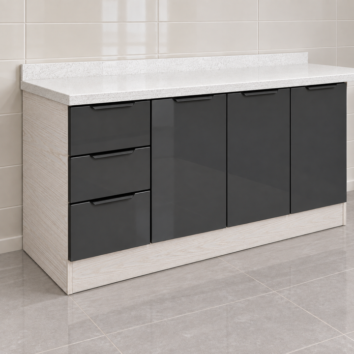 Gloss Kitchen Cabinet with Drawers – 160 cm, feature view