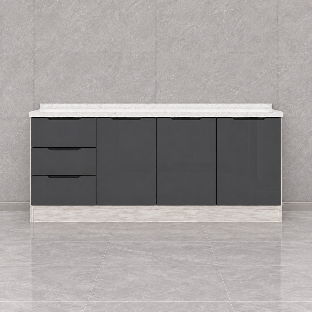 Gloss Kitchen Cabinet with Drawers – 160 cm, hero view