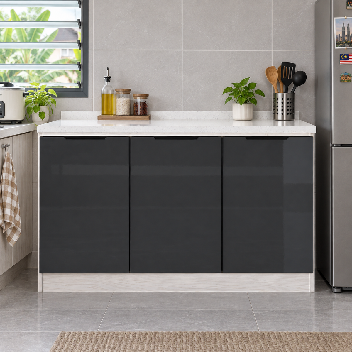 Gloss Kitchen Base Cabinet – 120 cm, lifestyle view