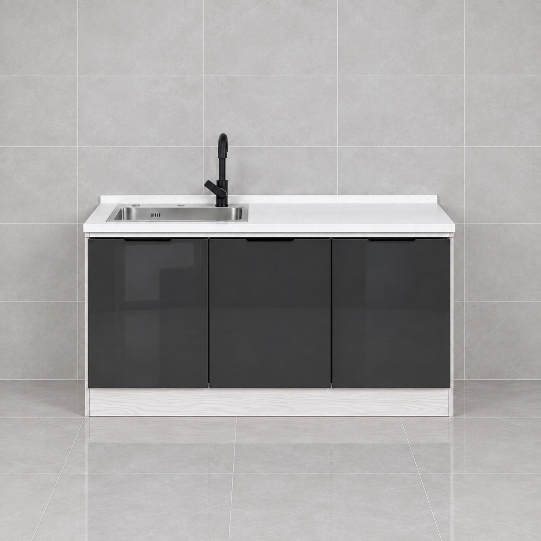 Gloss Kitchen Sink Cabinet – 120 cm, left sink, hero view