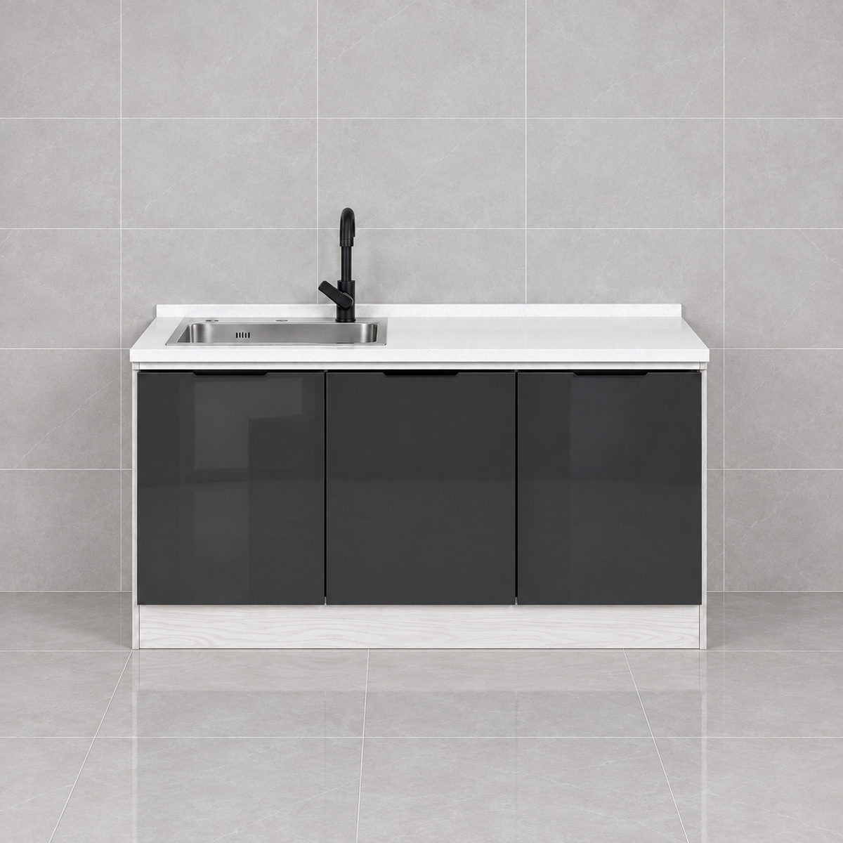 Gloss Kitchen Sink Cabinet – 120 cm, left sink, hero view