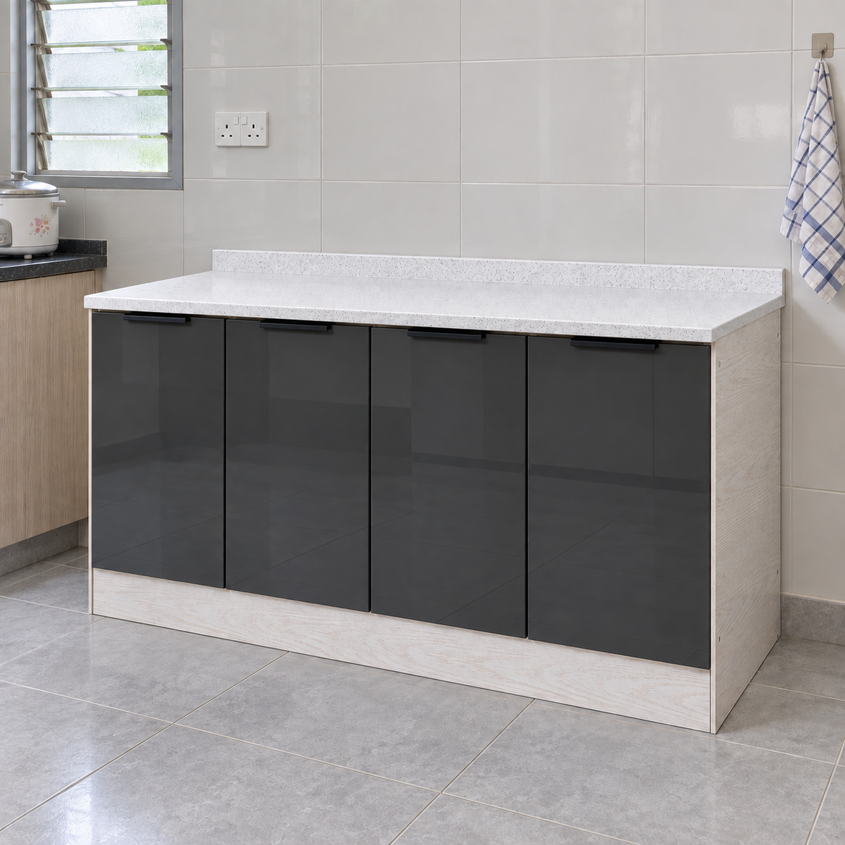 Gloss Kitchen Base Cabinet – 160 cm, lifestyle view