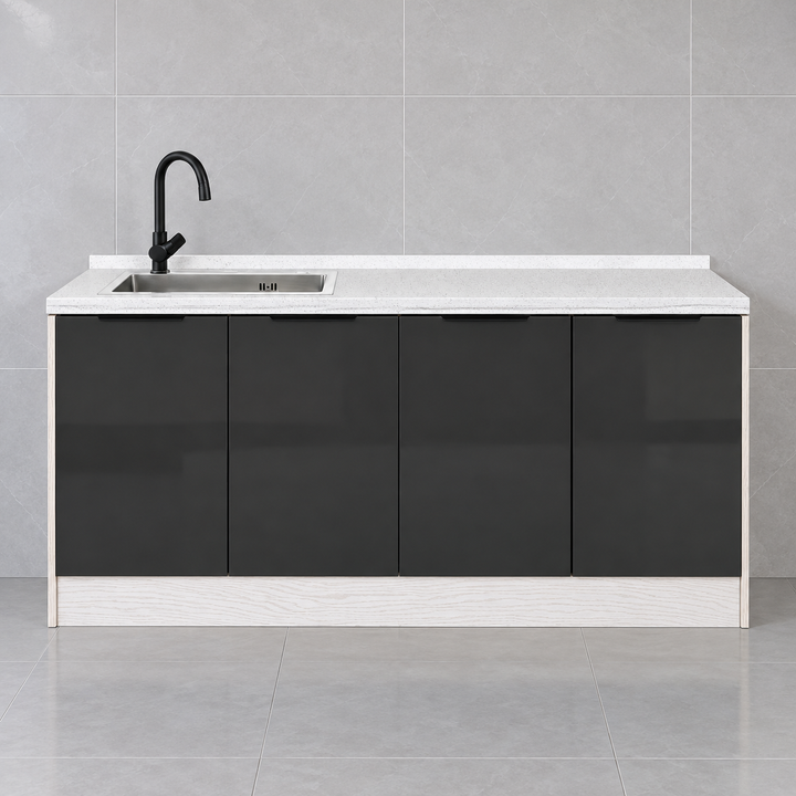 Gloss Kitchen Sink Cabinet – 160 cm, left sink, hero view