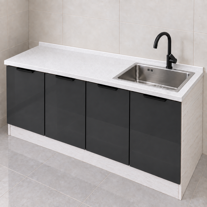 Gloss Kitchen Sink Cabinet – 160 cm, right sink, feature view