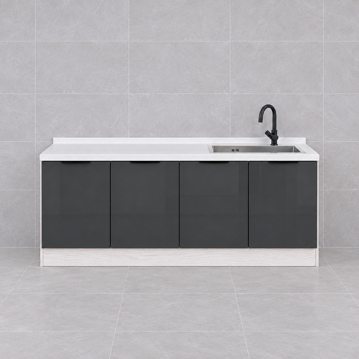 Gloss Kitchen Sink Cabinet – 160 cm, right sink, hero view