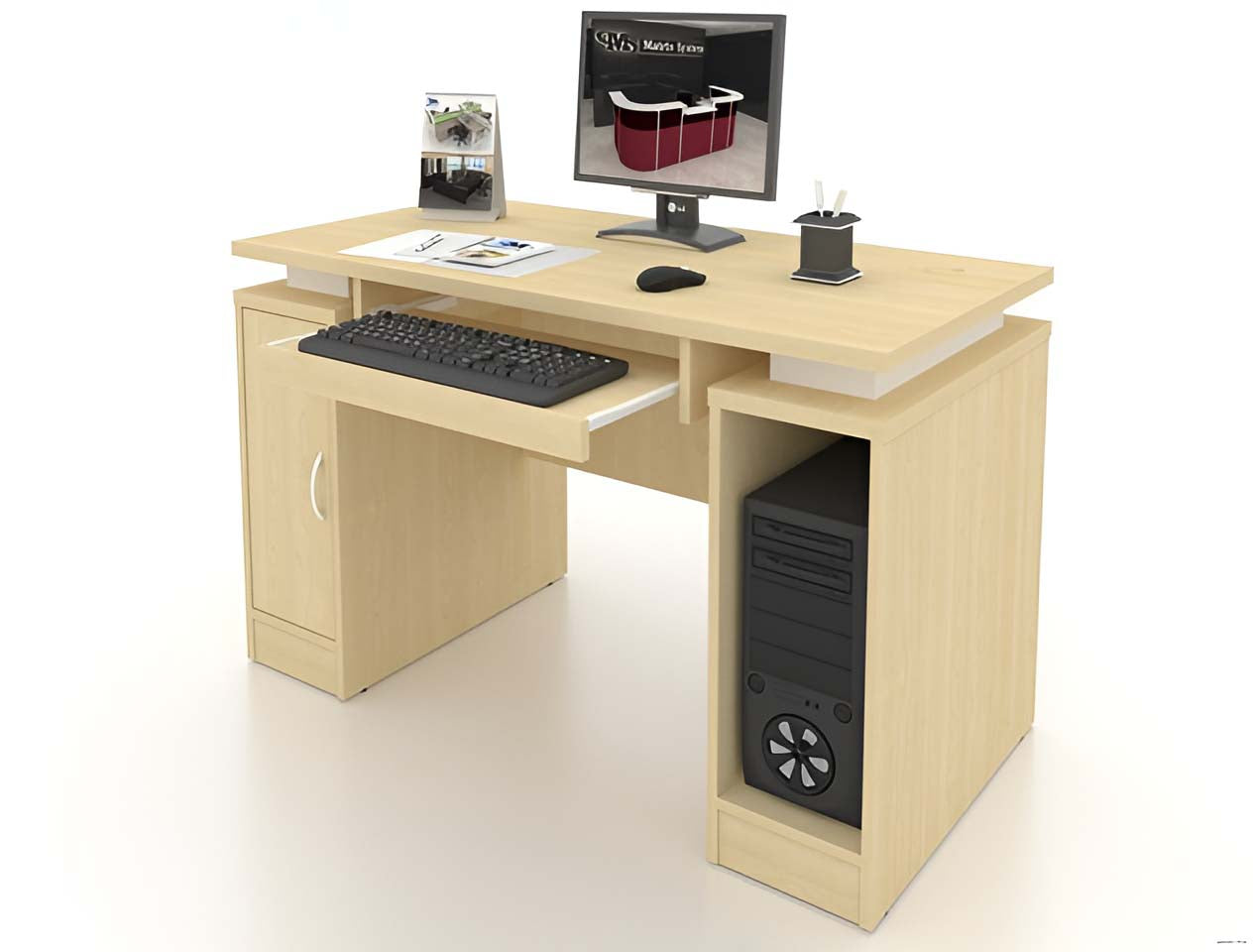 4' Double Pedestal Computer Table - Lian Star