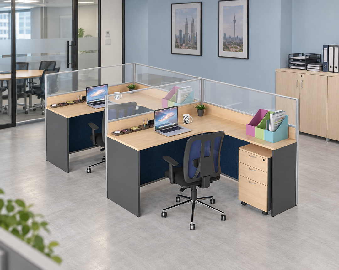 Workstation in an authentic Malaysian office — matching original configuration