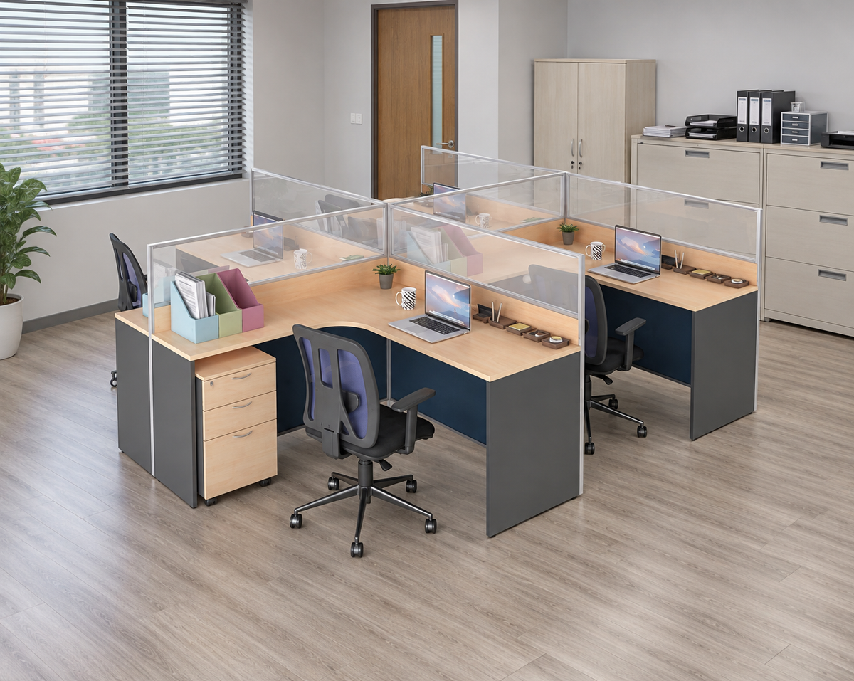 Workstation in an authentic Malaysian office — matching original configuration