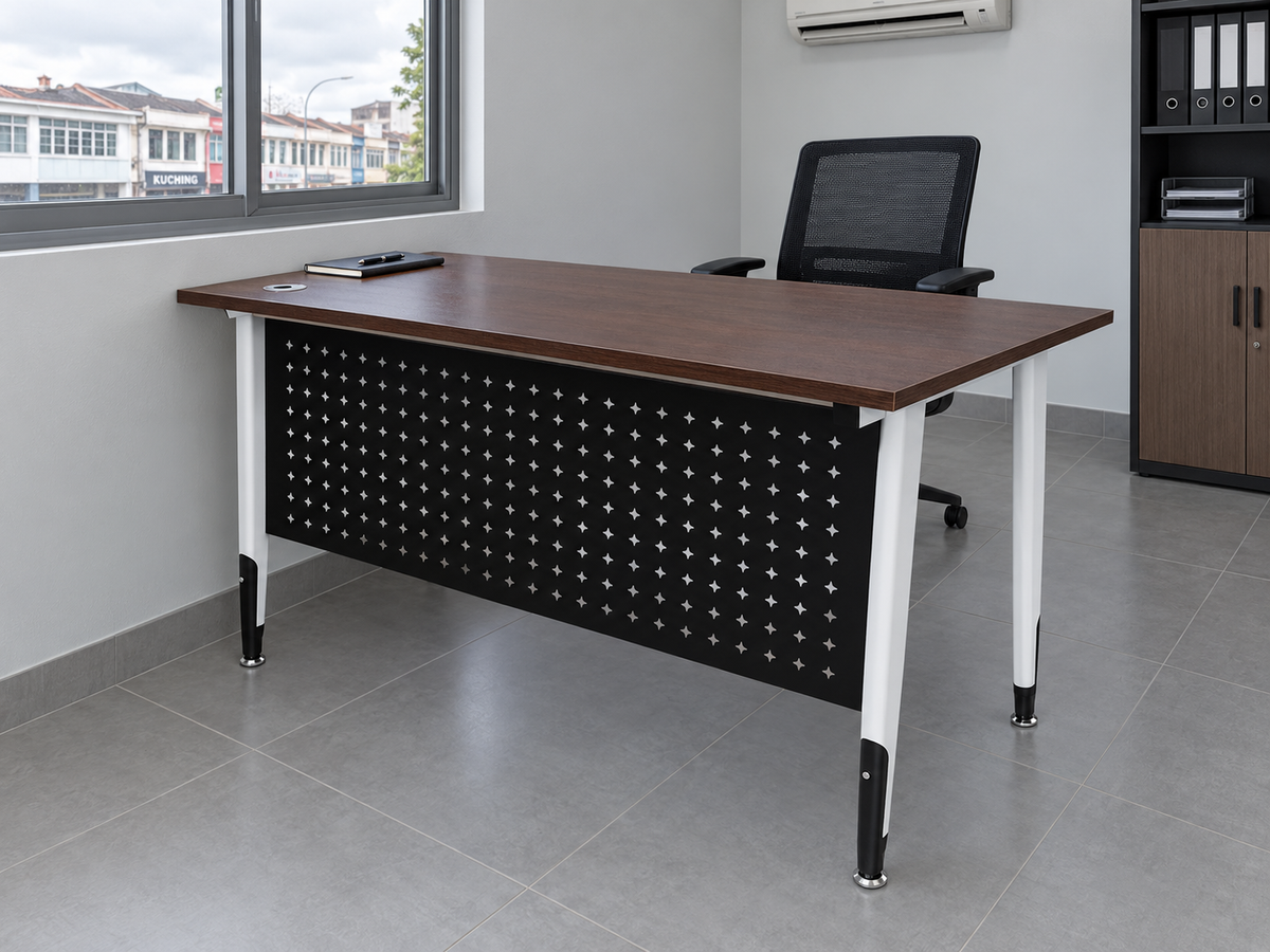 Walnut rectangular office desk in a Malaysian office