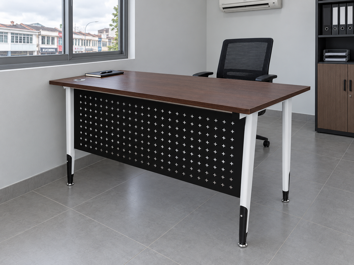 Walnut rectangular office desk in a Malaysian office