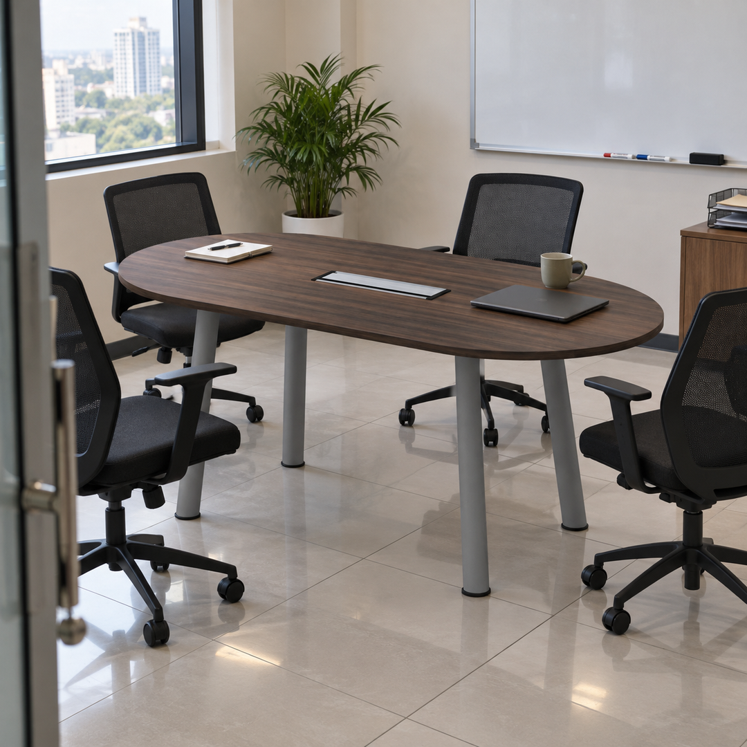 Q-Series oval conference table in a practical Malaysian meeting room