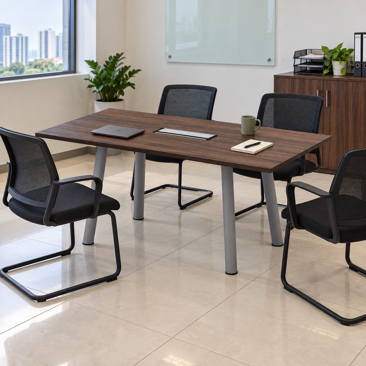 Q-Series rectangular conference table in a practical Malaysian meeting room