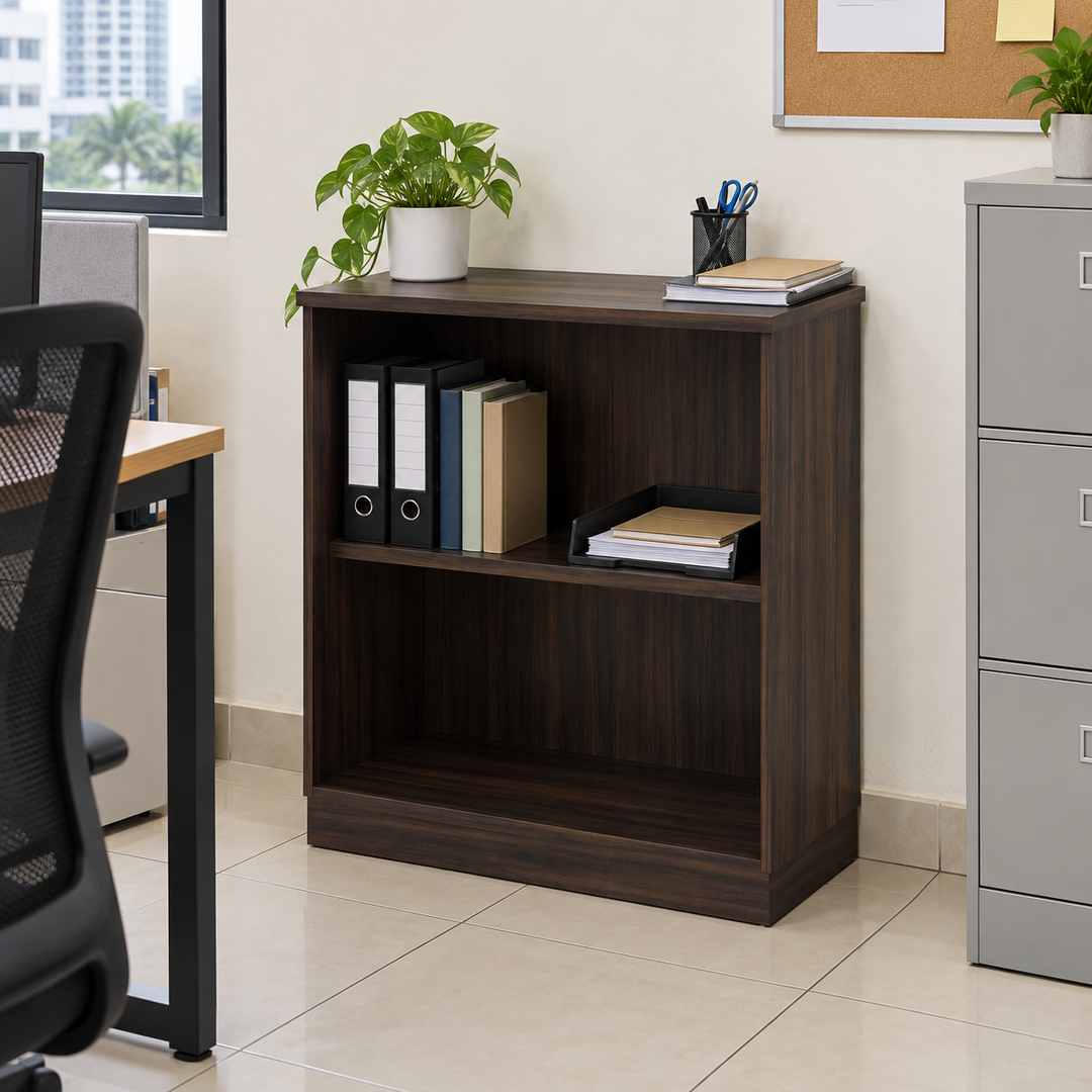 Q Open Shelves filing cabinet — 910mm high in an office setting
