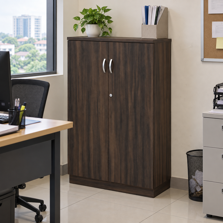 Q Solid Swing Doors filing cabinet — 1310mm high in an office setting
