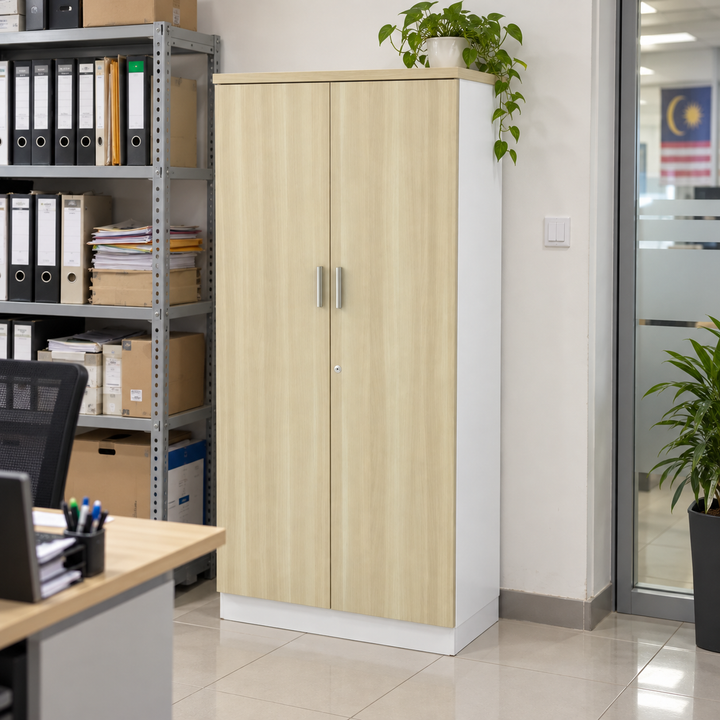 B Solid Swing Doors filing cabinet — 1710mm high in an office setting
