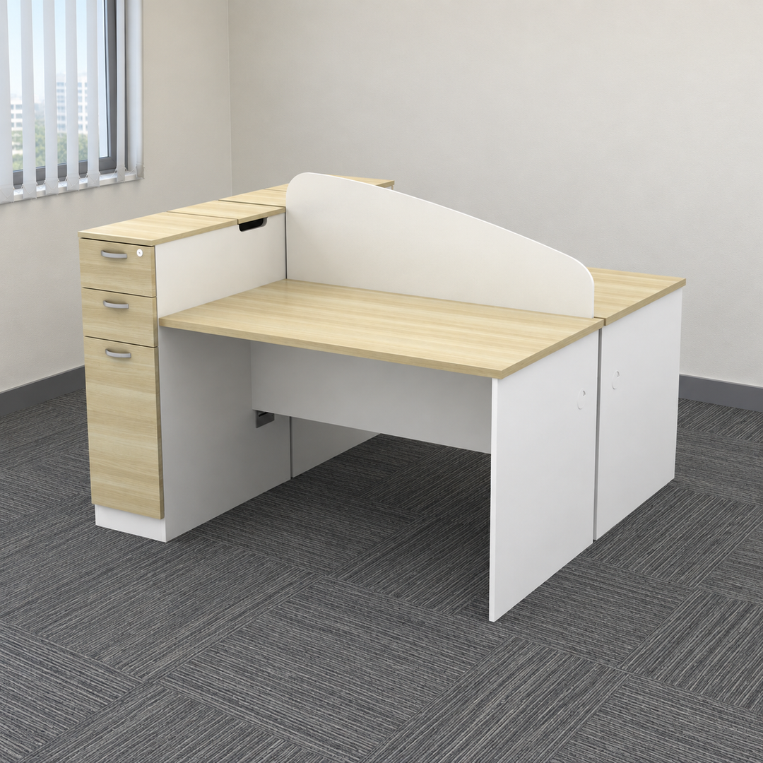 Single-person cubicle workstation in an authentic Malaysian office