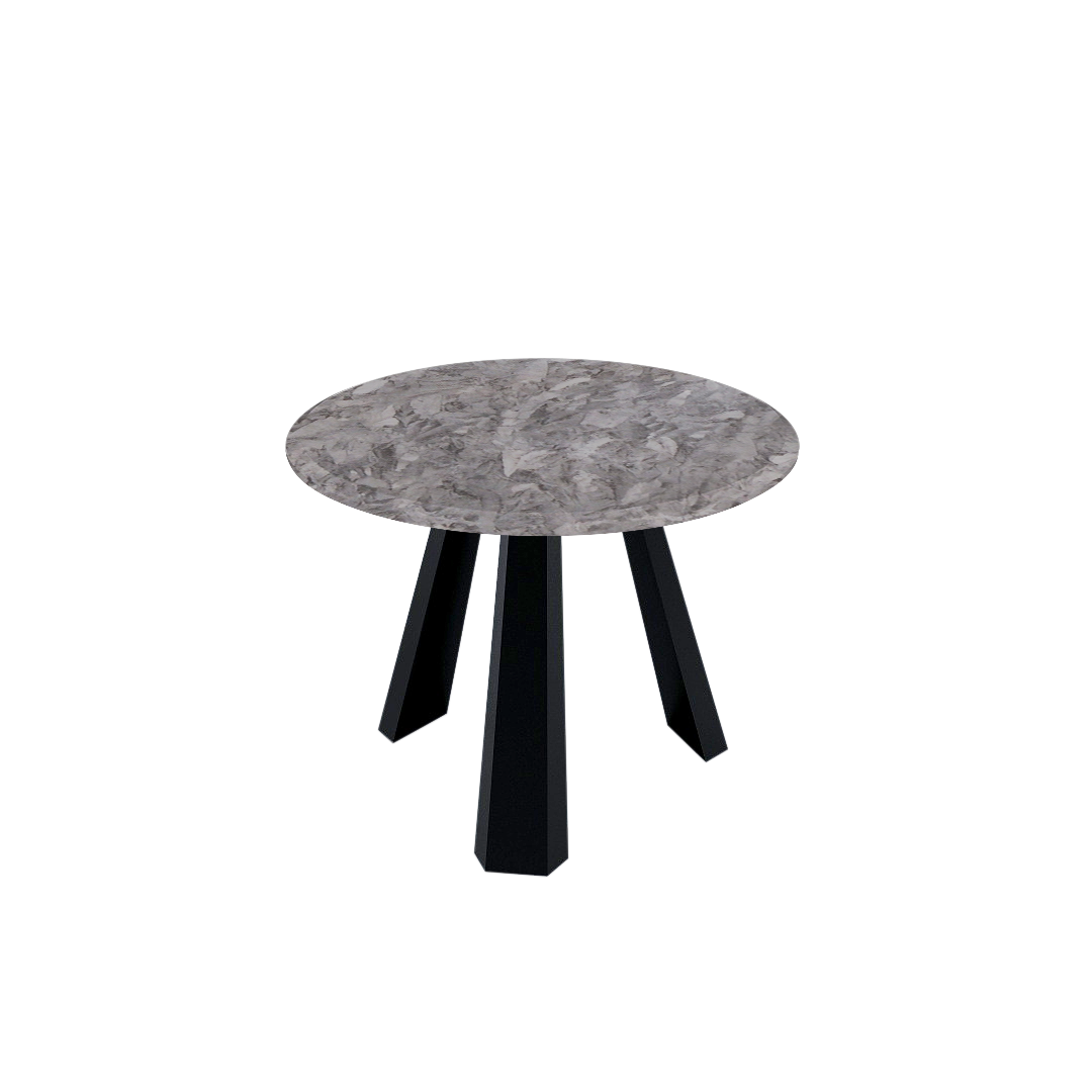 Round Marble Dining Table Ø1.0m (4-seater) | Black Metal Tripod Base