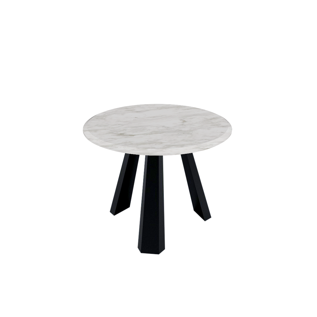 Round Marble Dining Table Ø1.0m (4-seater) | Black Metal Tripod Base