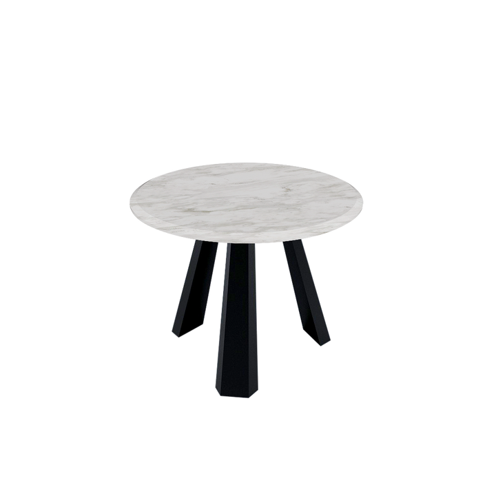 Round Marble Dining Table Ø1.0m (4-seater) | Black Metal Tripod Base