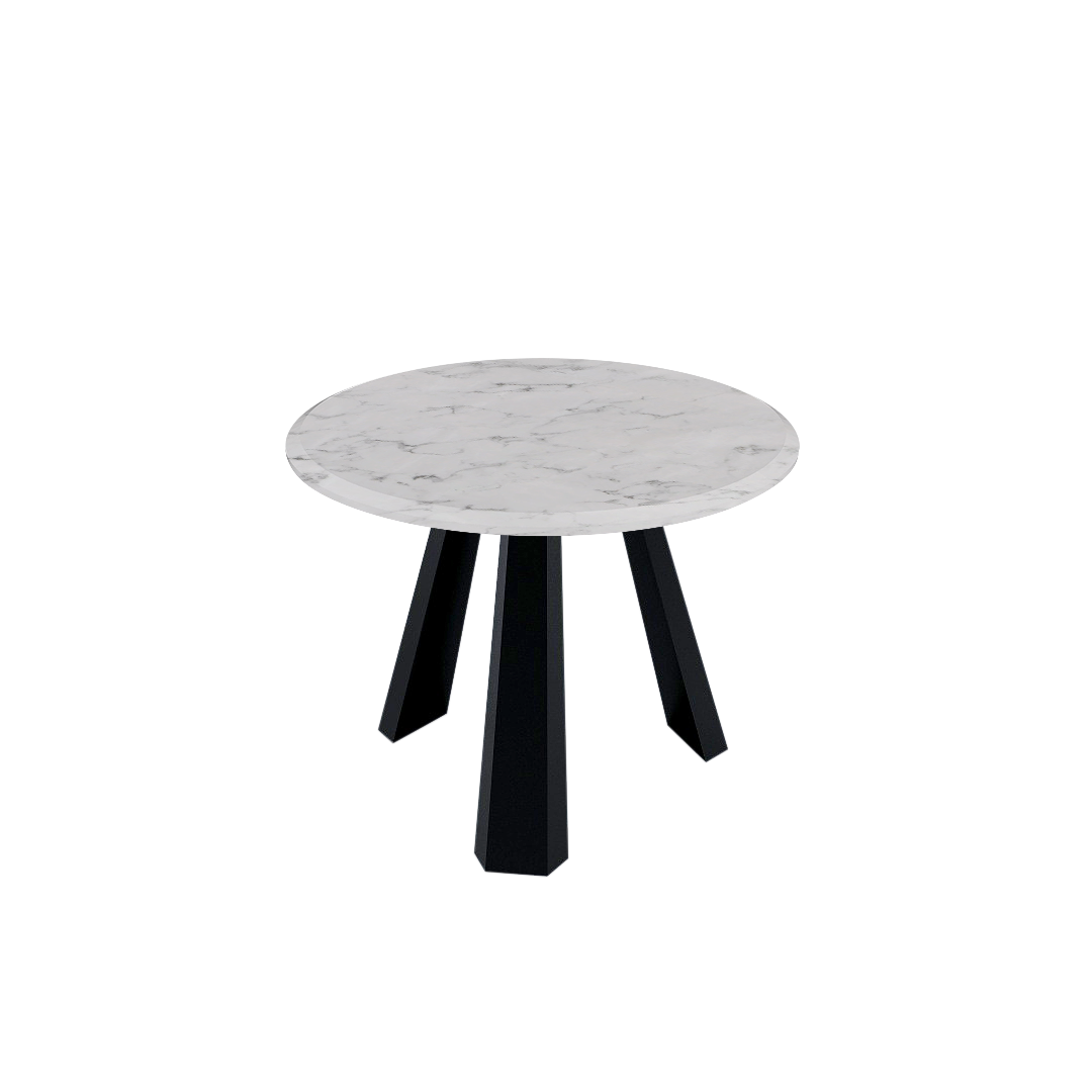 Round Marble Dining Table Ø1.0m (4-seater) | Black Metal Tripod Base