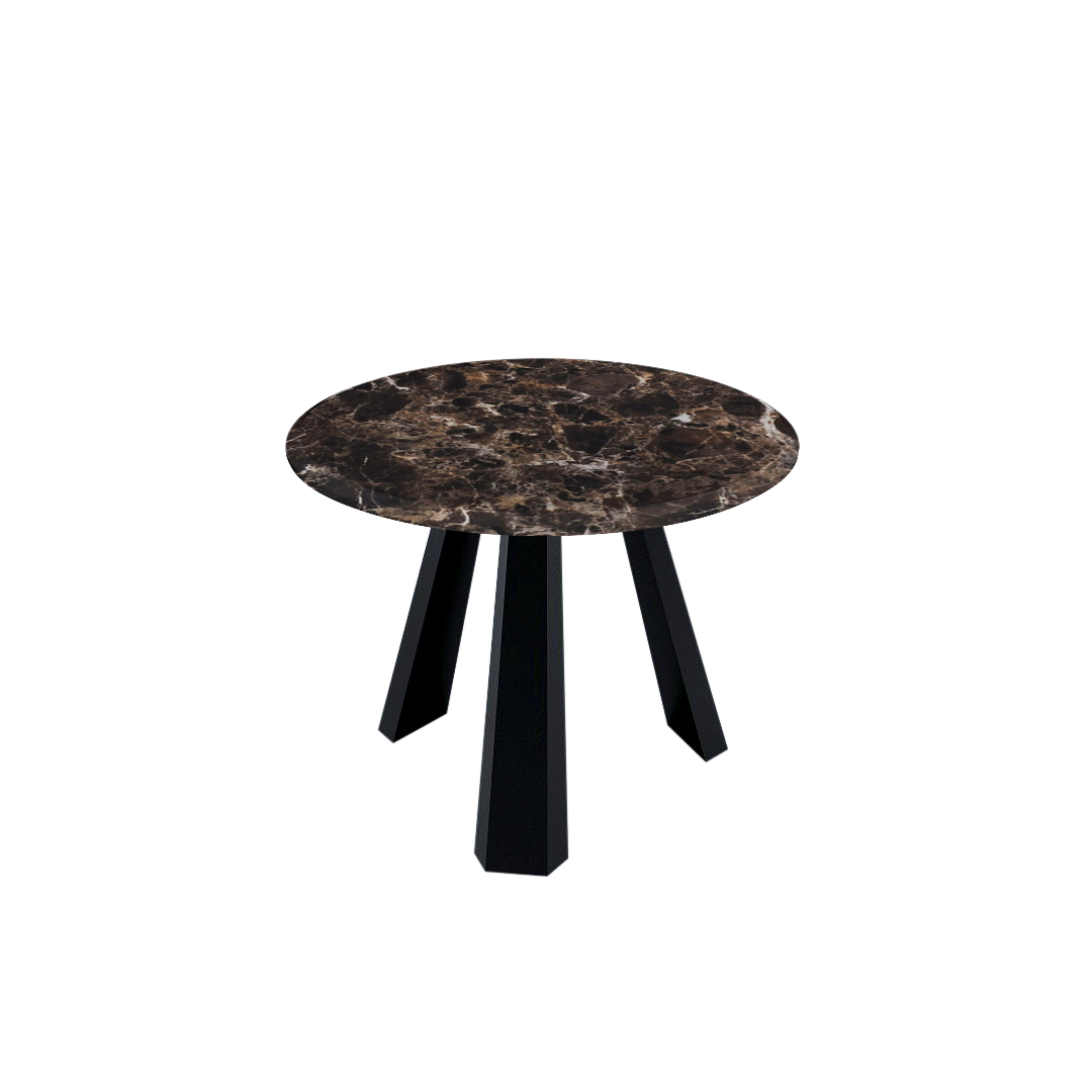 Round Marble Dining Table Ø1.0m (4-seater) | Black Metal Tripod Base