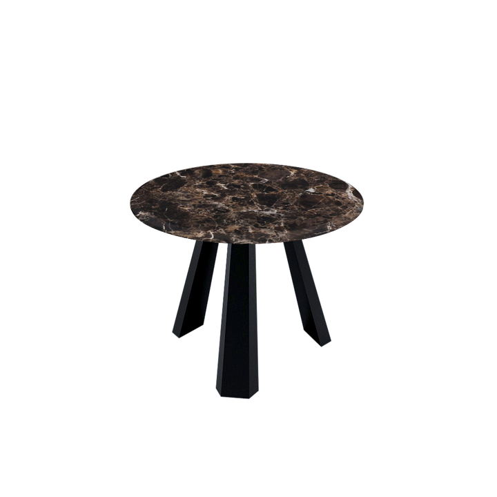 Round Marble Dining Table Ø1.0m (4-seater) | Black Metal Tripod Base