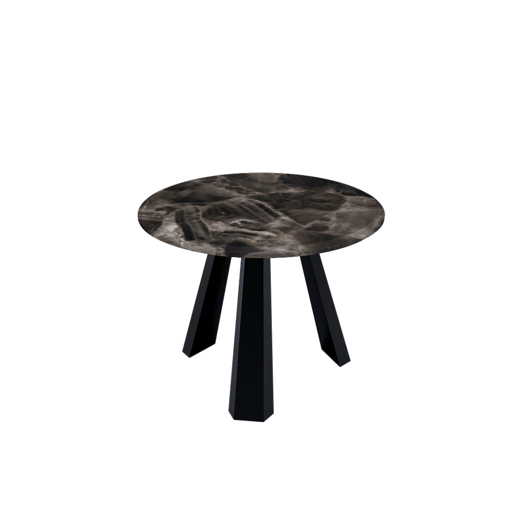 Round Marble Dining Table Ø1.0m (4-seater) | Black Metal Tripod Base