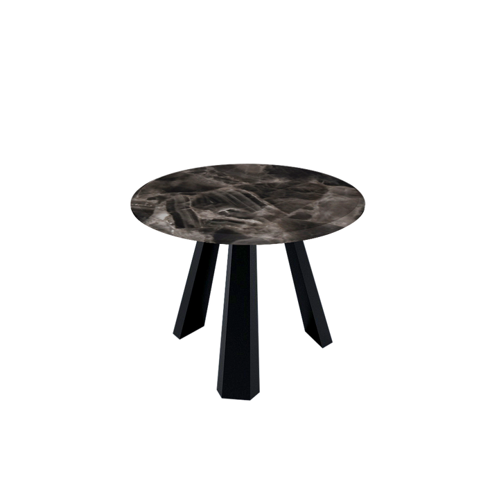 Round Marble Dining Table Ø1.0m (4-seater) | Black Metal Tripod Base